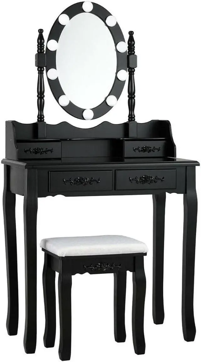 Main image of SlickBlue Makeup Dressing Table with Touch Switch Lighted Mirror and Cushioned Stool