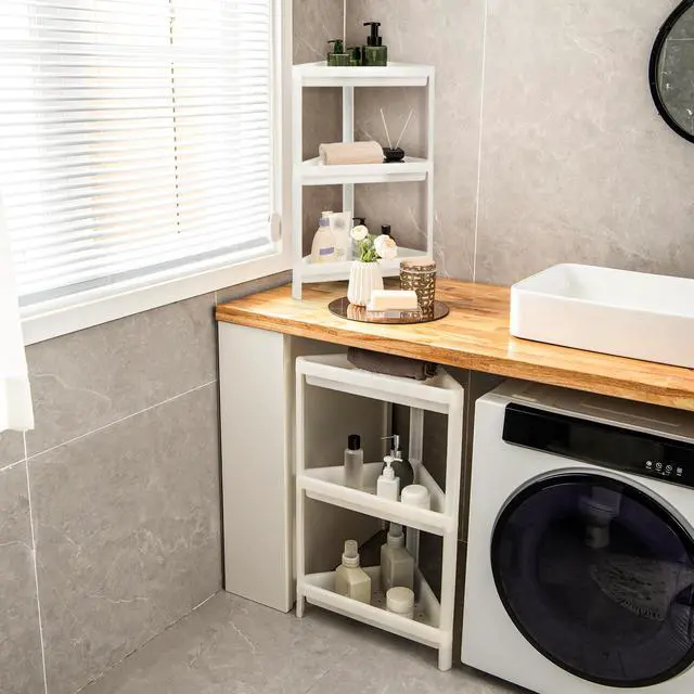 Alt view image 3 of 7 - SlickBlue 2 Pack 3-Tier Detachable Floor Corner Shower Shelf with Drainage Holes-White