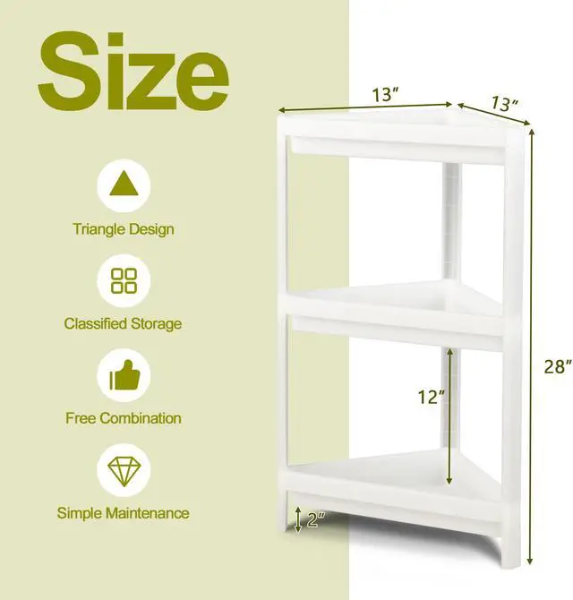 Alt view image 5 of 7 - SlickBlue 2 Pack 3-Tier Detachable Floor Corner Shower Shelf with Drainage Holes-White