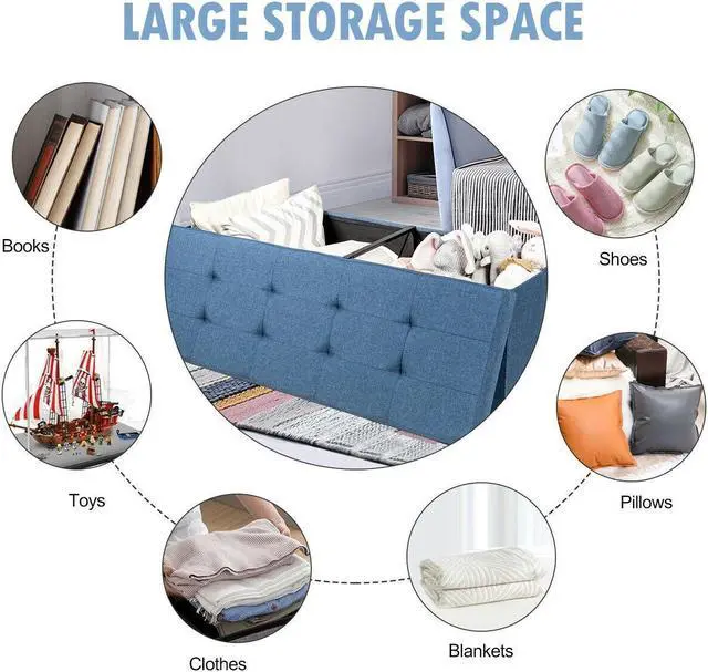 Alt view image 3 of 7 - SlickBlue Fabric Folding Storage with Divider Bed End Bench