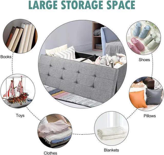 Alt view image 4 of 7 - SlickBlue Fabric Folding Storage with Divider Bed End Bench