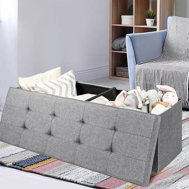 Alt view image 6 of 7 - SlickBlue Fabric Folding Storage with Divider Bed End Bench