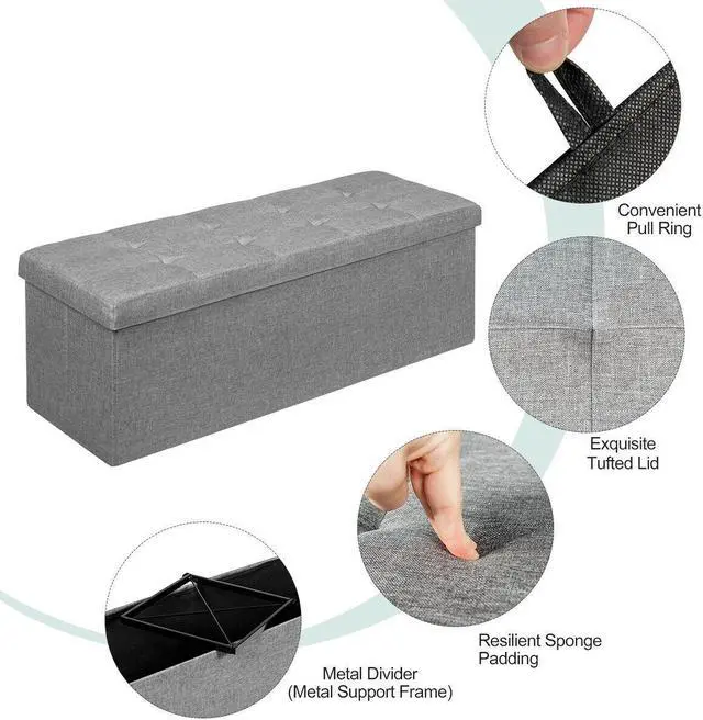 Alt view image 5 of 7 - SlickBlue Fabric Folding Storage with Divider Bed End Bench