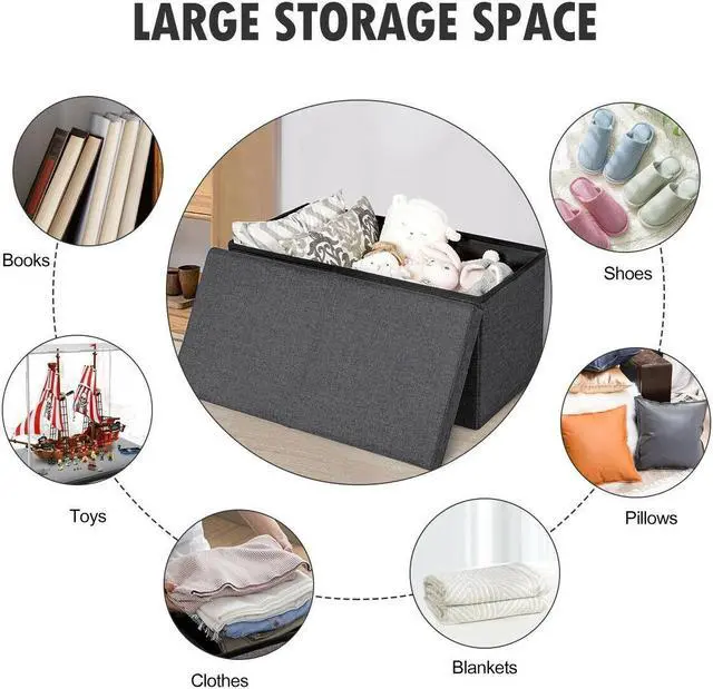 Alt view image 5 of 7 - SlickBlue 30 Inch Folding Storage Ottoman with Lift Top