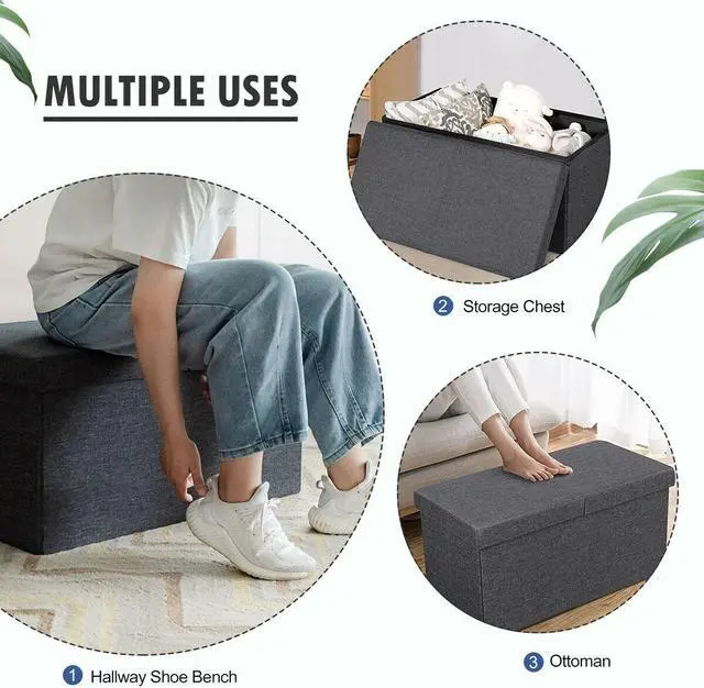 Alt view image 4 of 7 - SlickBlue 30 Inch Folding Storage Ottoman with Lift Top