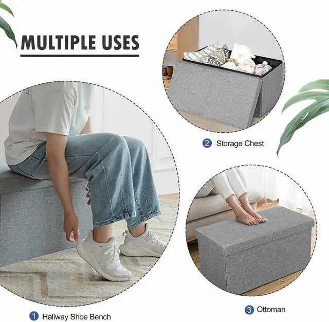 Alt view image 4 of 7 - SlickBlue 30 Inch Folding Storage Ottoman with Lift Top