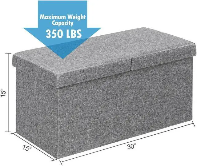 Alt view image 3 of 7 - SlickBlue 30 Inch Folding Storage Ottoman with Lift Top