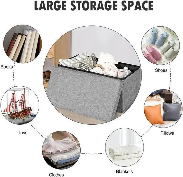Alt view image 5 of 7 - SlickBlue 30 Inch Folding Storage Ottoman with Lift Top
