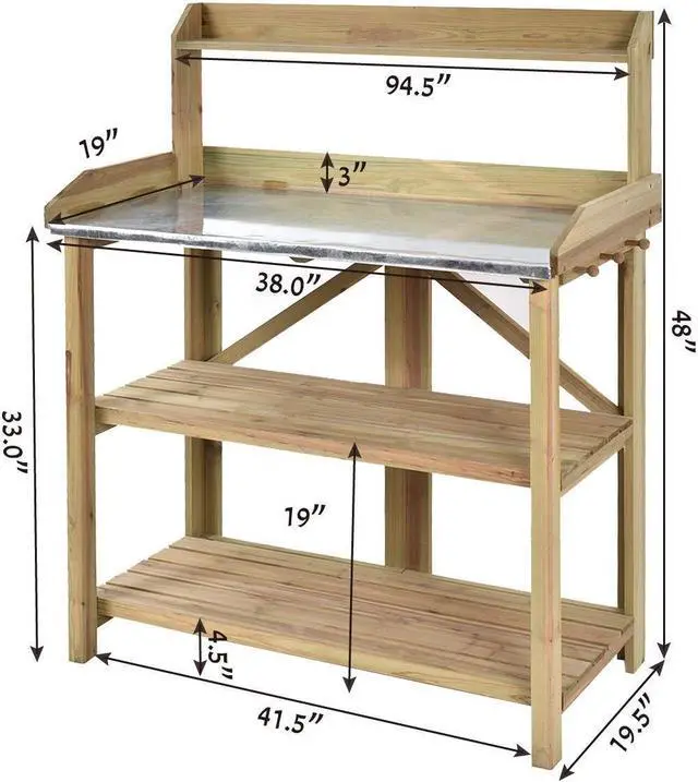 Alt view image 2 of 7 - SlickBlue Garden Wooden Plant Bench Work Station