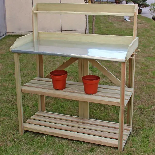 Alt view image 3 of 7 - SlickBlue Garden Wooden Plant Bench Work Station