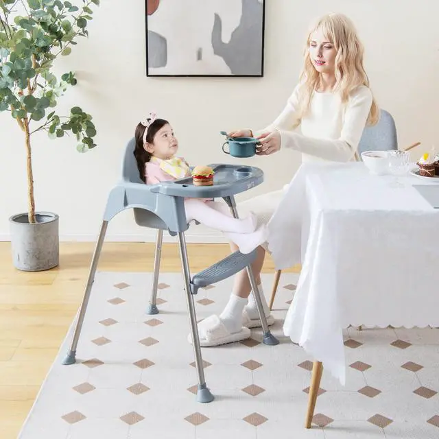 Alt view image 2 of 7 - SlickBlue 4-in-1 Convertible Baby High Chair with Removable Double Tray