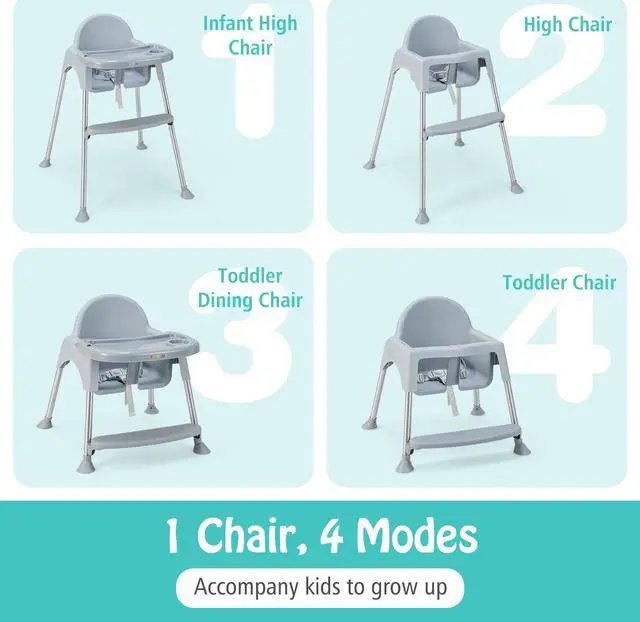 Alt view image 6 of 7 - SlickBlue 4-in-1 Convertible Baby High Chair with Removable Double Tray
