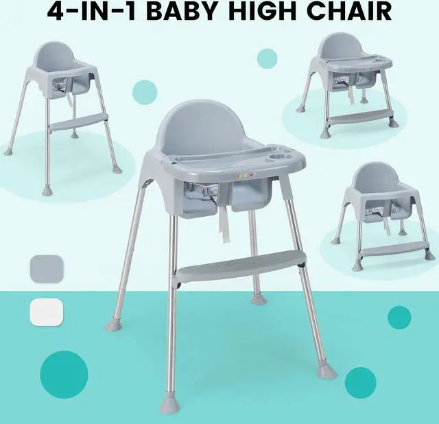 Alt view image 5 of 7 - SlickBlue 4-in-1 Convertible Baby High Chair with Removable Double Tray