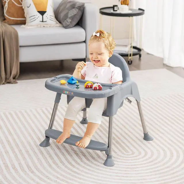 Alt view image 3 of 7 - SlickBlue 4-in-1 Convertible Baby High Chair with Removable Double Tray