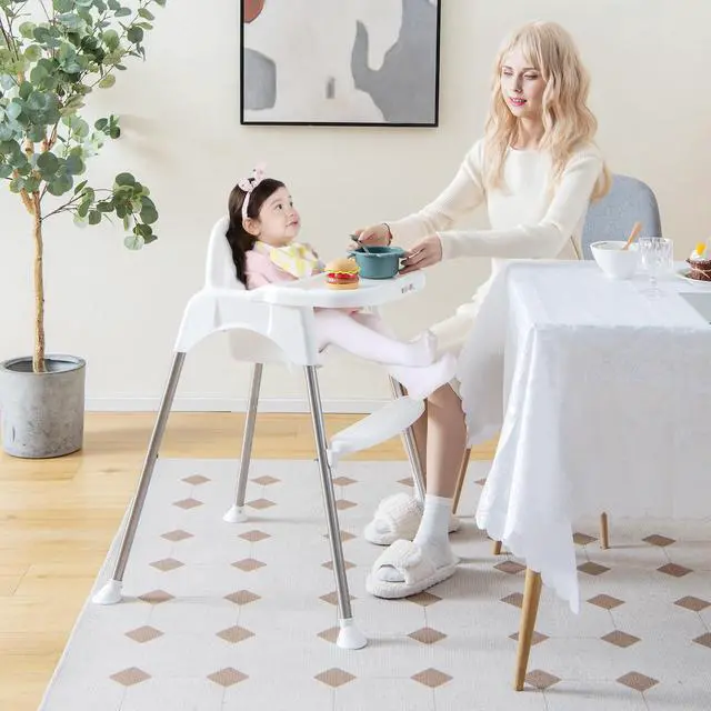 Alt view image 2 of 7 - SlickBlue 4-in-1 Convertible Baby High Chair with Removable Double Tray