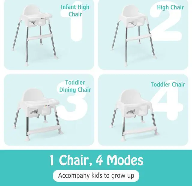 Alt view image 6 of 7 - SlickBlue 4-in-1 Convertible Baby High Chair with Removable Double Tray