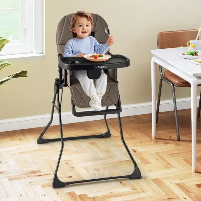 Alt view image 3 of 7 - SlickBlue Easy Clean Compact Highchair with Removable Adjustable Tray and PU Seat Cushion