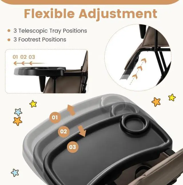 Alt view image 7 of 7 - SlickBlue Easy Clean Compact Highchair with Removable Adjustable Tray and PU Seat Cushion