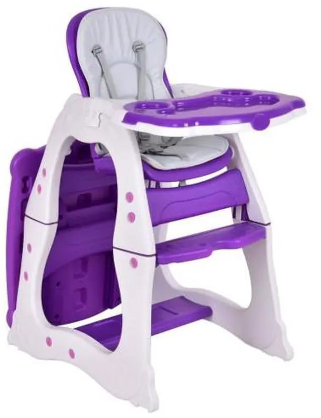 Alt view image 2 of 3 - SlickBlue 3 in 1 Infant Table and Chair Set Baby High Chair-Purple