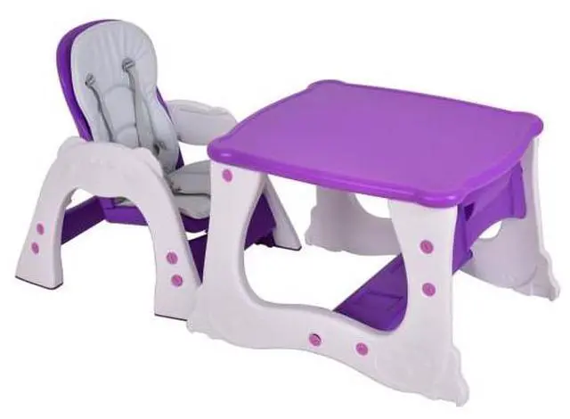 Alt view image 3 of 3 - SlickBlue 3 in 1 Infant Table and Chair Set Baby High Chair-Purple