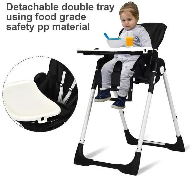 Alt view image 5 of 7 - SlickBlue Foldable High chair with Multiple Adjustable Backrest-Black