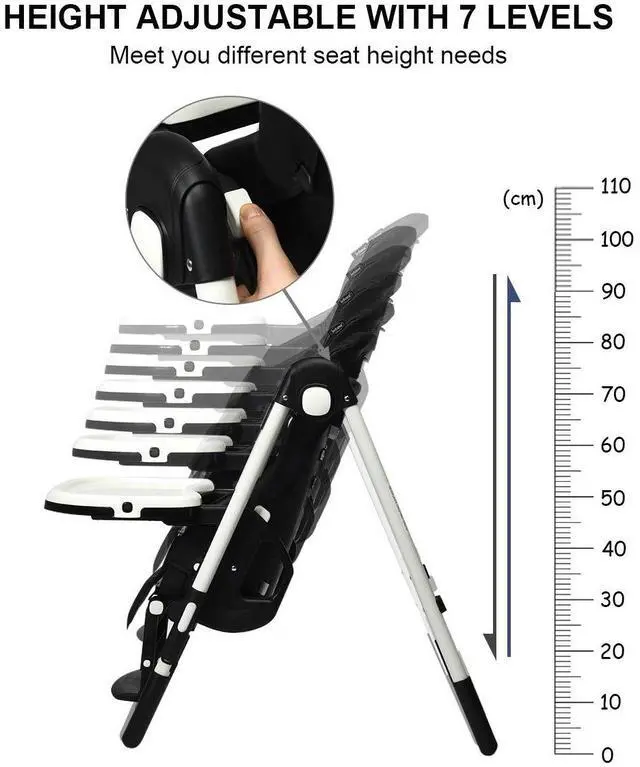 Alt view image 3 of 7 - SlickBlue Foldable High chair with Multiple Adjustable Backrest-Black