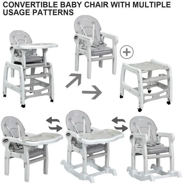 Alt view image 5 of 7 - SlickBlue 3-in-1 Baby High Chair with Lockable Universal Wheels
