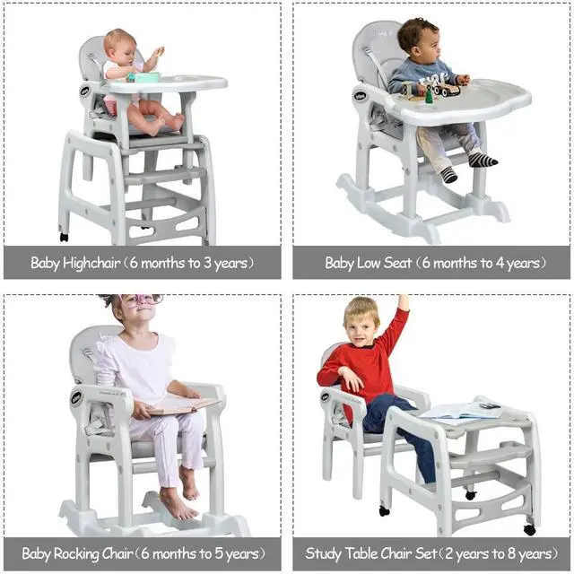 Alt view image 4 of 7 - SlickBlue 3-in-1 Baby High Chair with Lockable Universal Wheels