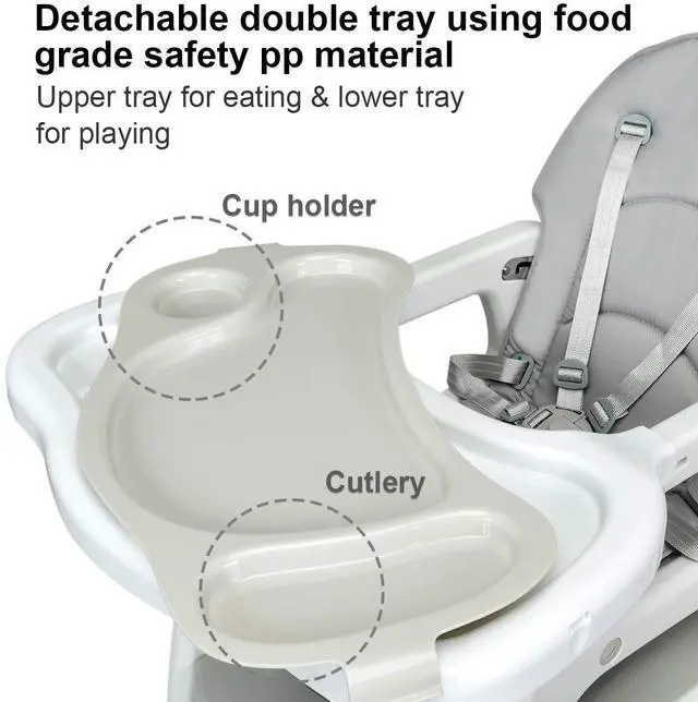 Alt view image 6 of 7 - SlickBlue 3-in-1 Baby High Chair with Lockable Universal Wheels
