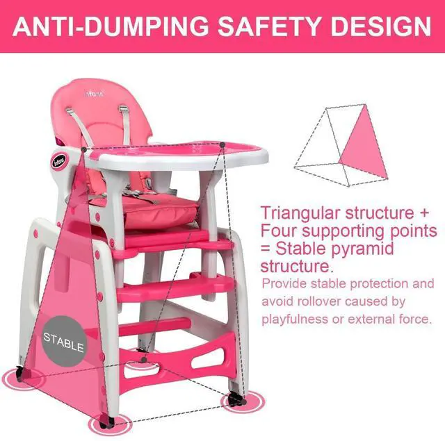 Alt view image 2 of 7 - SlickBlue 3-in-1 Baby High Chair with Lockable Universal Wheels