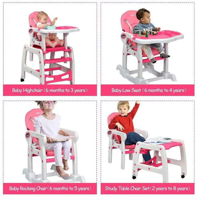 Alt view image 4 of 7 - SlickBlue 3-in-1 Baby High Chair with Lockable Universal Wheels
