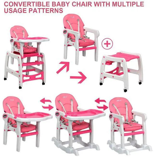 Alt view image 5 of 7 - SlickBlue 3-in-1 Baby High Chair with Lockable Universal Wheels