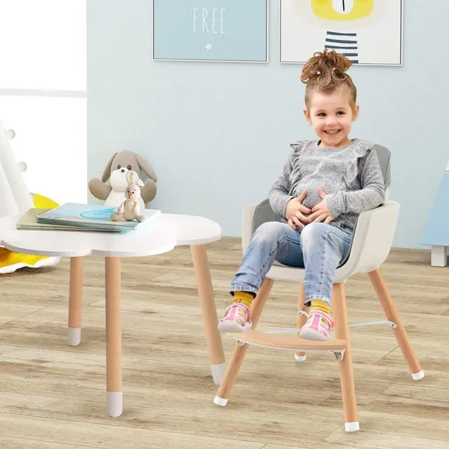Alt view image 3 of 7 - SlickBlue 3-in-1 Convertible Wooden High Chair with Cushion