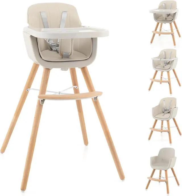 Alt view image 4 of 7 - SlickBlue 3-in-1 Convertible Wooden High Chair with Cushion