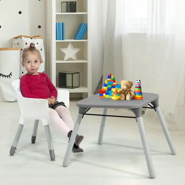 Alt view image 3 of 7 - SlickBlue 4-in-1 Baby Convertible Toddler Table Chair Set with PU Cushion