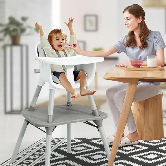 Alt view image 2 of 7 - SlickBlue 4-in-1 Baby Convertible Toddler Table Chair Set with PU Cushion