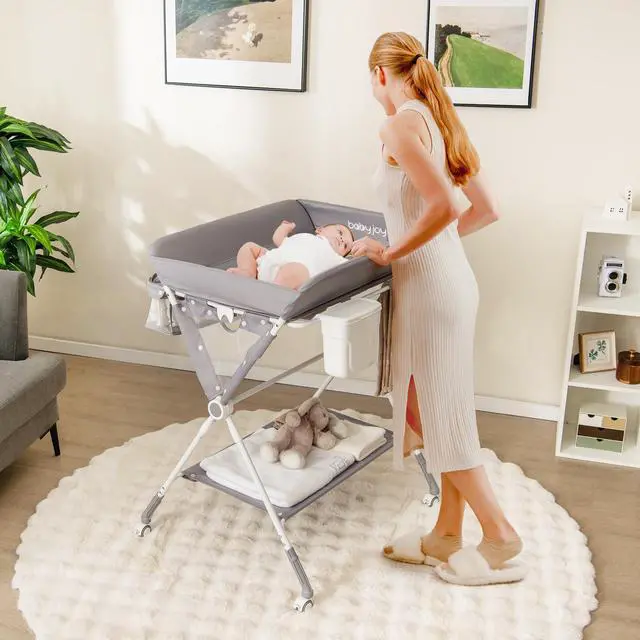 Alt view image 2 of 7 - SlickBlue Portable Baby Changing Table with 3-Level Adjustable Height