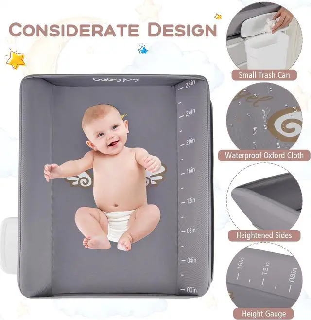 Alt view image 4 of 7 - SlickBlue Portable Baby Changing Table with 3-Level Adjustable Height