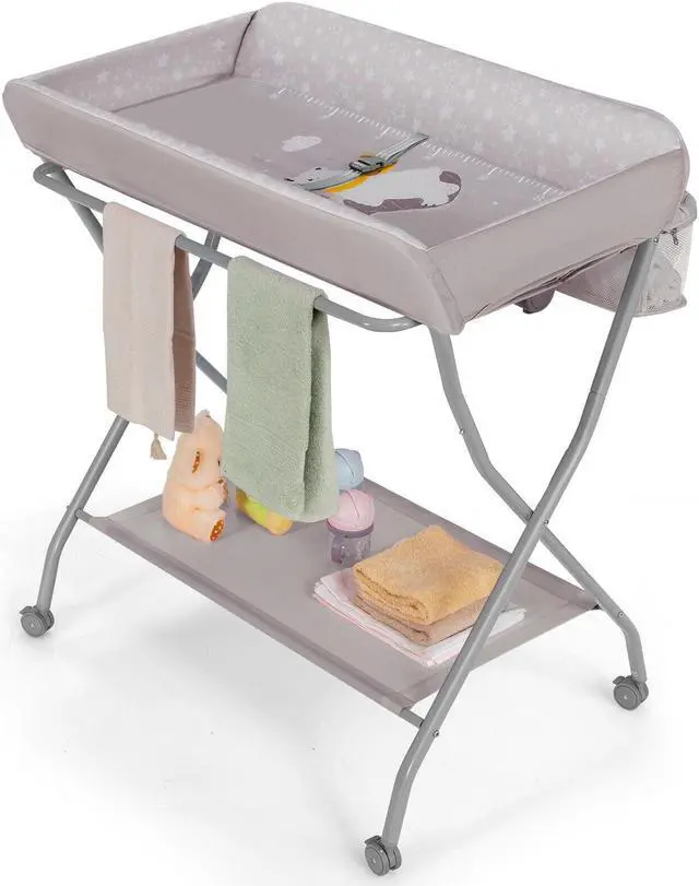 Alt view image 2 of 7 - SlickBlue Baby Changing Table with Safety Belt and 4-side Defence