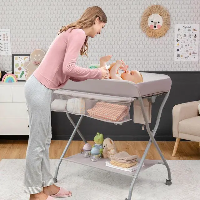 Alt view image 3 of 7 - SlickBlue Baby Changing Table with Safety Belt and 4-side Defence
