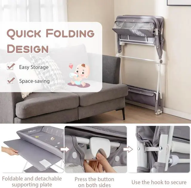 Alt view image 6 of 7 - SlickBlue Portable Baby Changing Table with 3-Level Adjustable Height