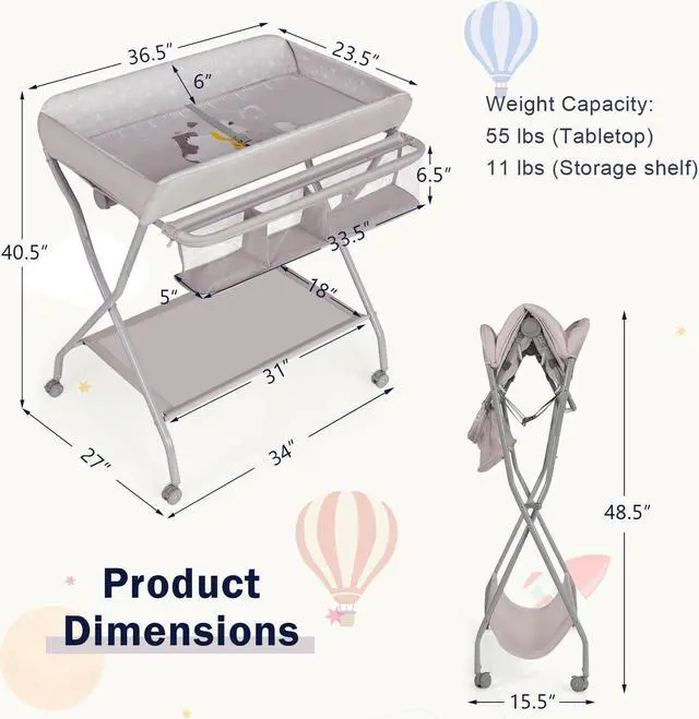 Alt view image 4 of 7 - SlickBlue Baby Changing Table with Safety Belt and 4-side Defence