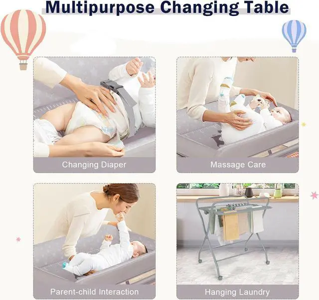 Alt view image 7 of 7 - SlickBlue Baby Changing Table with Safety Belt and 4-side Defence