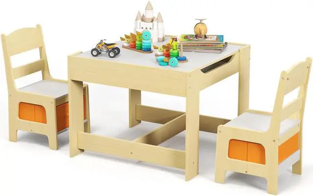 Main image of SlickBlue Kids Table Chairs Set With Storage Boxes Blackboard Whiteboard Drawing