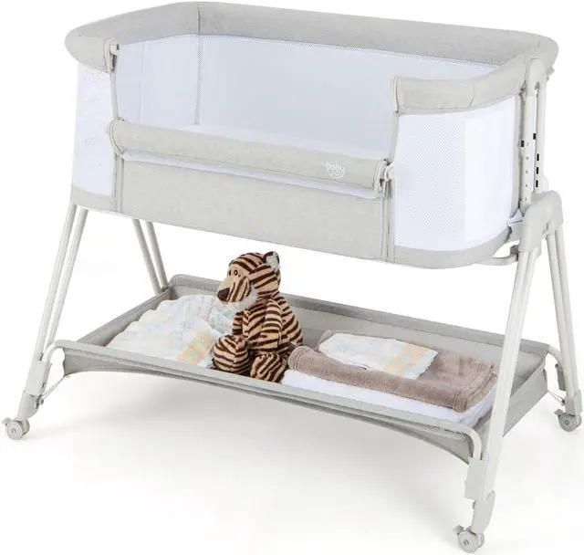 Main image of SlickBlue Baby Portable Bedside Sleeper with 7 Adjustable Heights-Gray