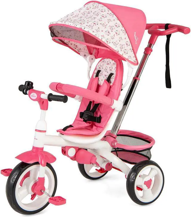 Alt view image 3 of 7 - SlickBlue 5-in-1 Detachable Baby Stroller Tricycle with Round Canopy-Pink