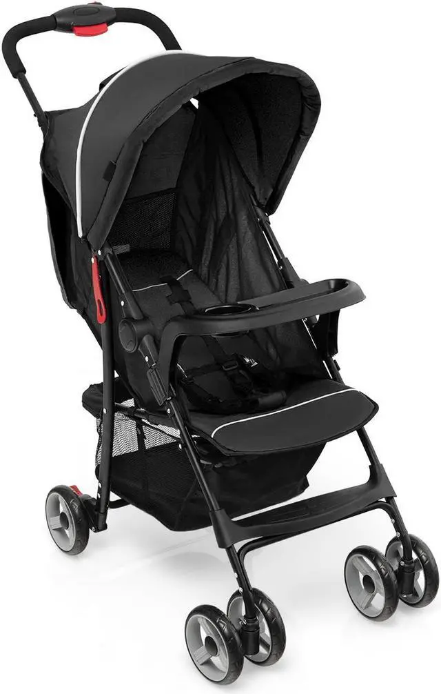 Alt view image 3 of 7 - SlickBlue Toddler Travel Stroller for Airplane with Canopy and Adjustable Backrest-Black