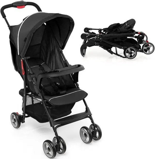 Main image of SlickBlue Toddler Travel Stroller for Airplane with Canopy and Adjustable Backrest-Black