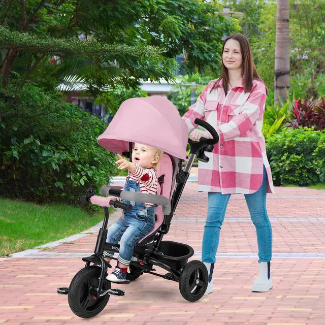 Alt view image 2 of 7 - SlickBlue 4-in-1 Baby Tricycle Toddler Trike with Reversible Seat and 5-Point Safety Harness-Pink