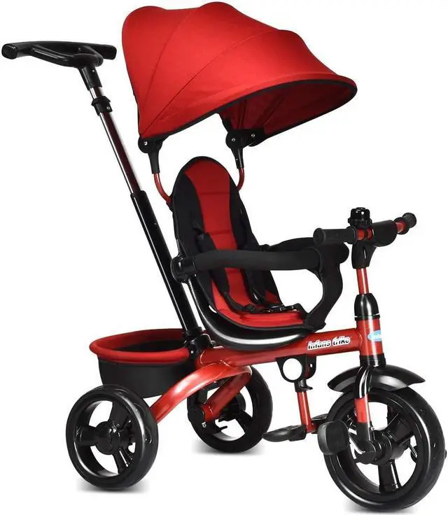 Main image of SlickBlue 4-in-1 Kids Tricycle with Adjustable Push Handle